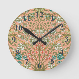 William Morris Hyazinthen-Muster Staubrose Runde Wanduhr