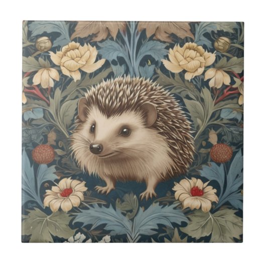 William Morris Igel Traditionelle Blume Fliese (Vorderseite)