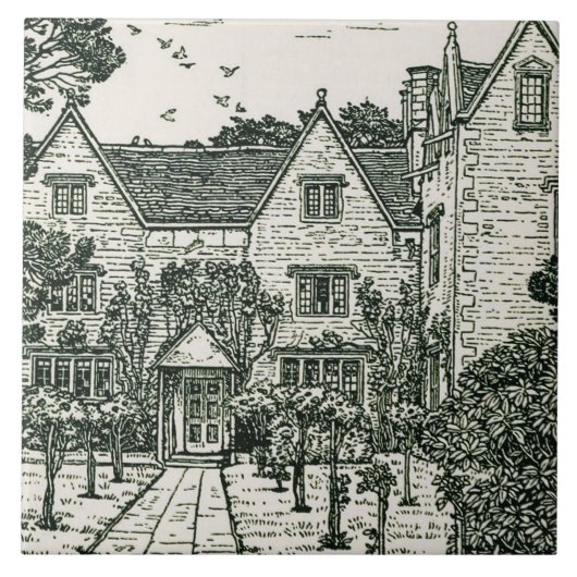 William Morris - Illustration von seinem Haus 1893 Fliese (Vorderseite)