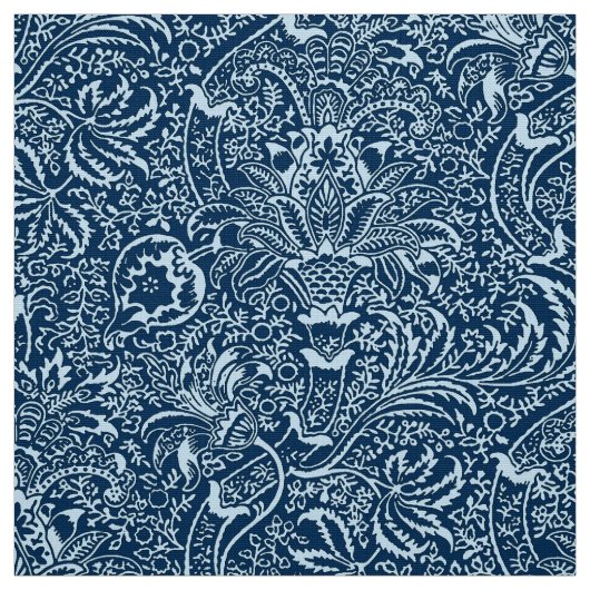 William Morris-Inder, Indigo und Himmel-Blau Stoff (Muster)