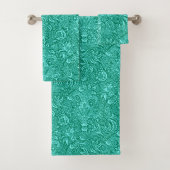 William Morris-Inder, Türkis und Licht-Aqua Badhandtuch Set (Insitu)