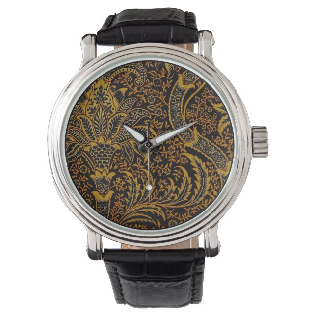 William Morris India Red Floral Armbanduhr (Vorderseite)