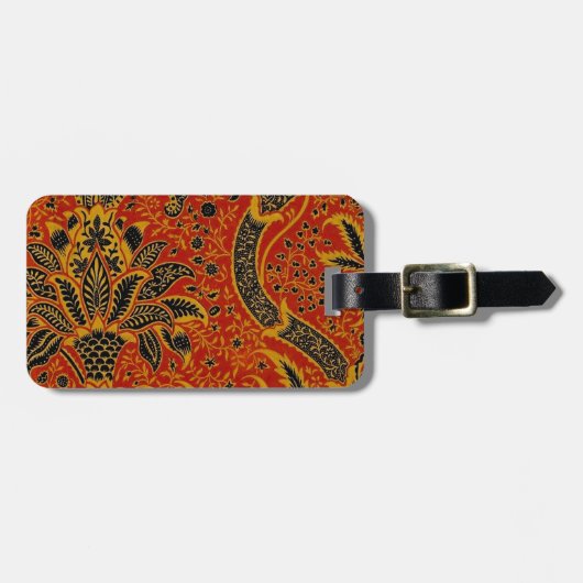 William Morris India Red Floral Gepäckanhänger (Vorderseite horizontal)