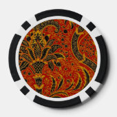 William Morris India Red Floral Pokerchips (Rückseite)