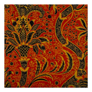William Morris India Red Floral Poster
