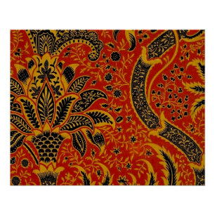 William Morris India Red Floral Poster
