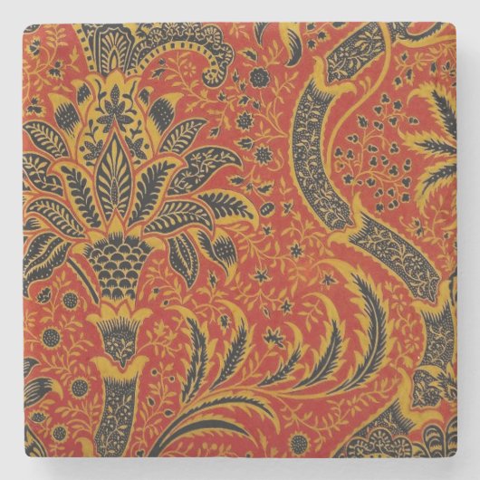 William Morris India Red Floral Steinuntersetzer (Vorderseite)