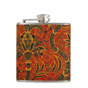 William Morris India Rot Blumen Vintage Klassiker Flachmann