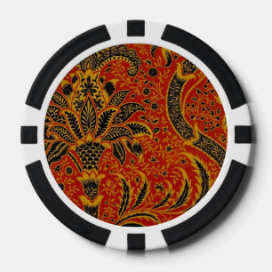 William Morris India Rot Blumen Vintage Klassiker Pokerchips