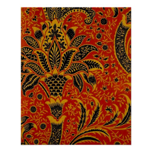 William Morris India Rot Blumen Vintage Klassiker Poster
