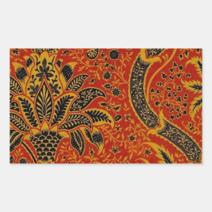 William Morris India Rot Blumen Vintage Klassiker Rechteckiger Aufkleber