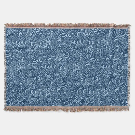 William Morris Indian, Dark Indigo und Sky Blue Decke (Vorderseite)