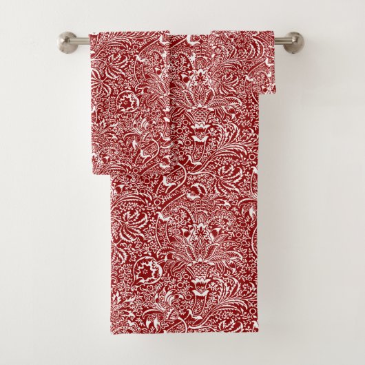 William Morris Indian, Dark Red und White Badhandtuch Set (Insitu)