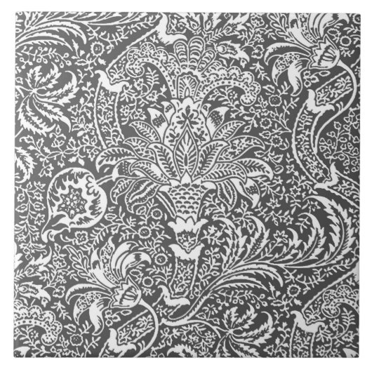 William Morris Indian, Graphitgrau und Weiß Fliese (Vorderseite)