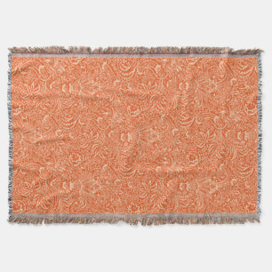 William Morris Indian, Korallenorange und Pfirsich Decke