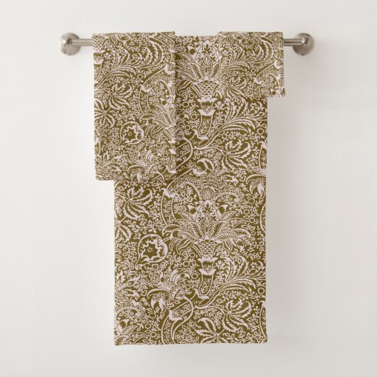 William Morris Indian, Taupe Tan und Beige Badhandtuch Set (Insitu)