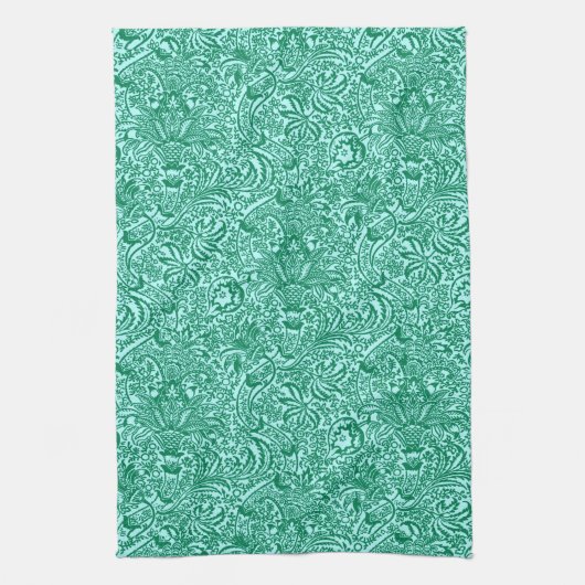 William Morris Indian, Türkis und Light Aqua Geschirrtuch (Vertikal)