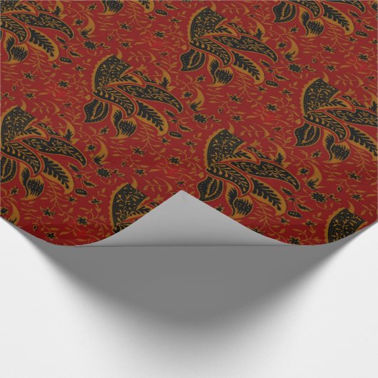 William Morris - Indien, Deep Darkred Design Geschenkpapier (Ecke)