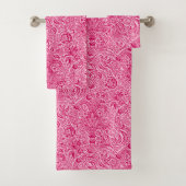 William Morris indisch, tiefes pinkfarbenes Rosa Badhandtuch Set (Insitu)