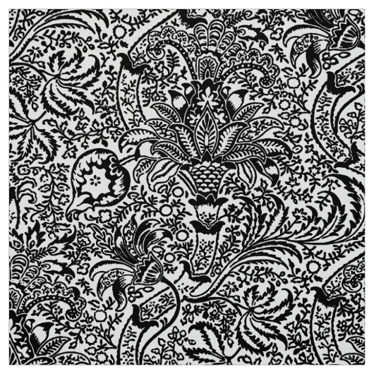 William Morris indisch, Weiß und Schwarzes Stoff (Muster)