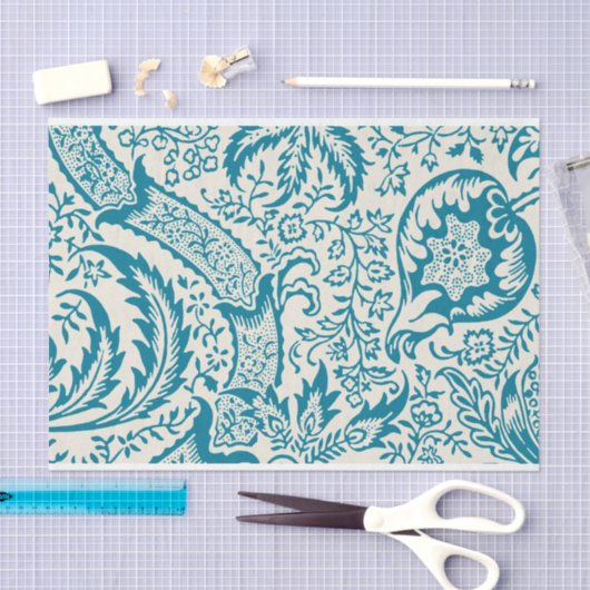 William Morris, indisches Muster, Türkis Seidenpapier (Handwerk)