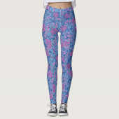 William Morris Inspired Blue Floral Patterned Leggings (Vorderseite)