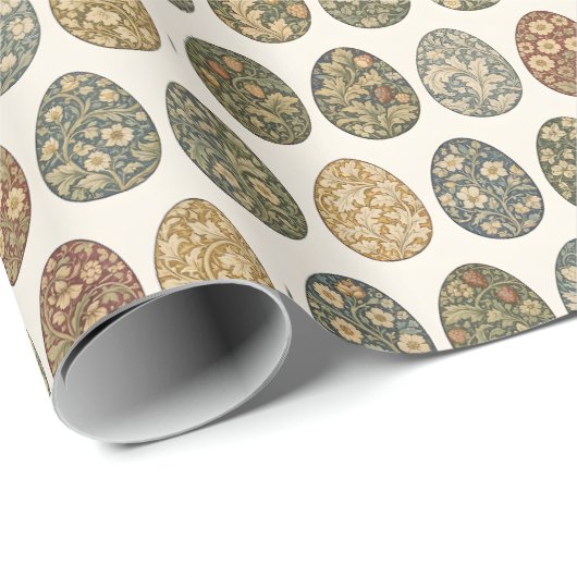 William Morris Inspired Botanical Easter Egg  Geschenkpapier (Rolleneckpunkt)