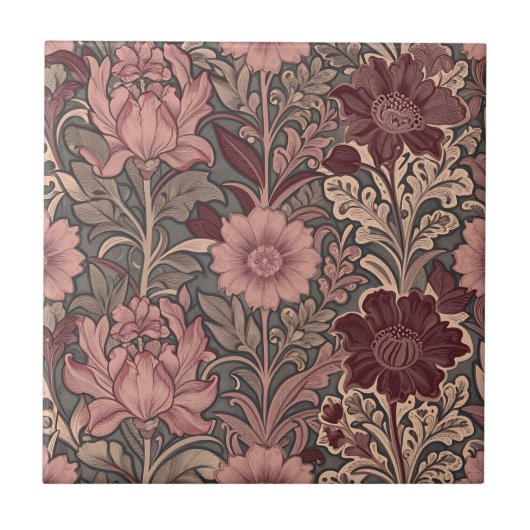 William Morris Inspired Floral Pattern Fliese (Vorderseite)