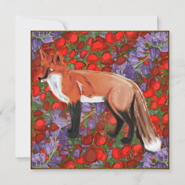 William Morris Inspired Fox On Poppies  (Vorderseite)