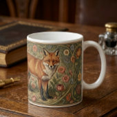 William Morris Inspired Pattern Fox in Flowers Kaffeetasse
