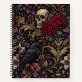William Morris Inspired Pattern Gothic Skulls Notizblock (Vorderseite)