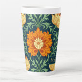 William Morris Inspired Pattern Orange Flower Milchtasse (Vorderseite)