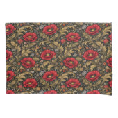 William Morris Inspired Pattern Red Poppy Kissenbezug (Vorderseite-Links)