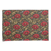 William Morris Inspired Pattern Red Poppy Kissenbezug (Vorderseite-Rechts)