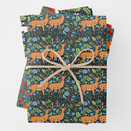 William Morris Inspiriert Hirsche, Fox und Kaninch Geschenkpapier Set (Beispiel)