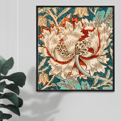 William Morris Inspiriert Honeysuckle Floral Texti Fotodruck