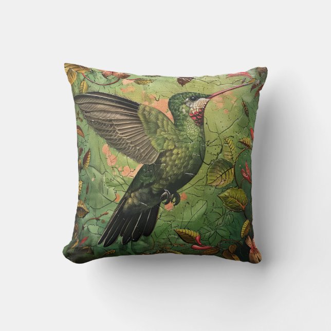 William Morris Inspiriert Hummingbird Throw Pillow Kissen (Vorderseite)