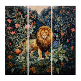William Morris Inspiriert Jungle Lion Art Nouveau Triptychon