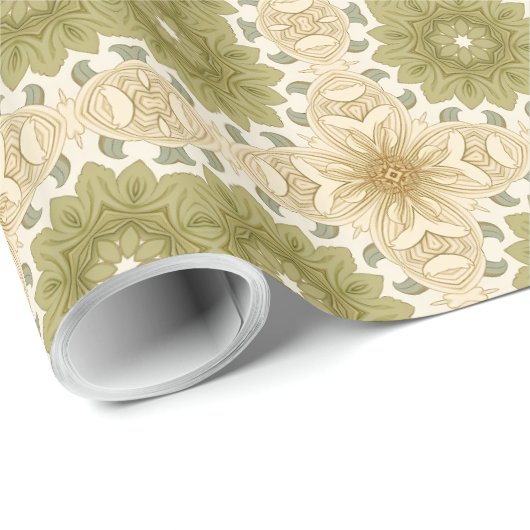 William Morris inspiriert Pastellgrün Elfenbein Geschenkpapier (Rolleneckpunkt)