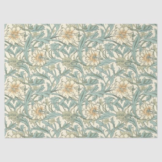 William Morris inspiriert Pastellgrün Elfenbein Seidenpapier (Vorderseite)