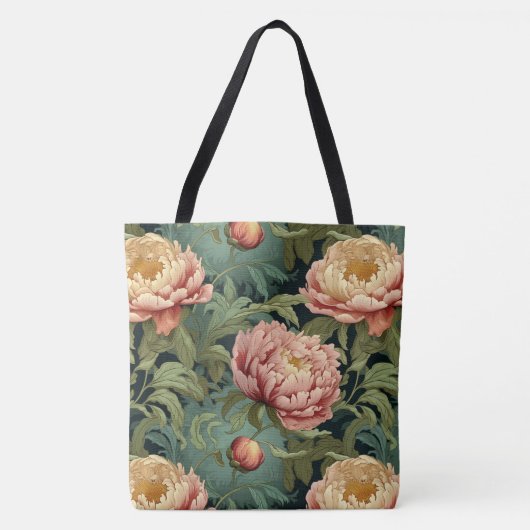 William Morris-Inspiriert Peony Floral Gemustert Tasche (Vorderseite)