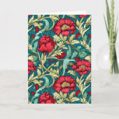 William Morris Inspiriert Red Blume Pattern Karte (Vorderseite)
