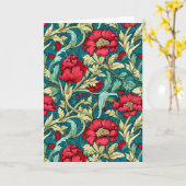 William Morris Inspiriert Red Blume Pattern Karte (Gelbe Blume)