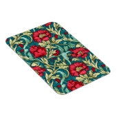 William Morris Inspiriert Red Blume Pattern Magnet (Rechte Seite)
