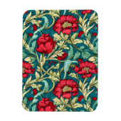 William Morris Inspiriert Red Blume Pattern Magnet (Vertikal)