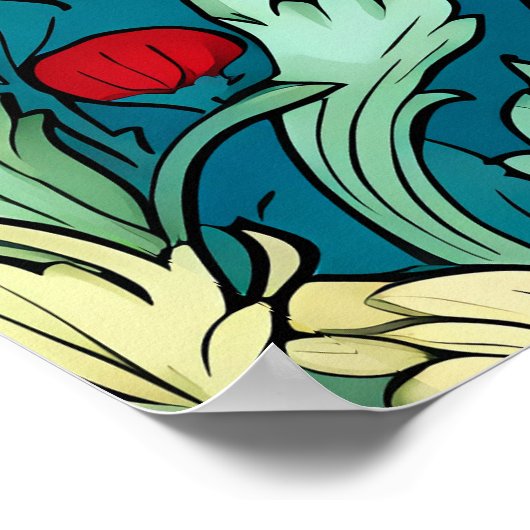 William Morris Inspiriert Red Blume Pattern Poster (Ecke)