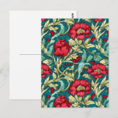 William Morris Inspiriert Red Blume Pattern Postkarte (Vorne/Hinten)
