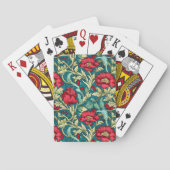 William Morris Inspiriert Red Blume Pattern Spielkarten (Rückseite)