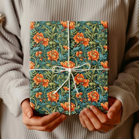 William Morris inspiriert Terracotta Pastellgrün Geschenkpapier
