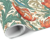 William Morris inspiriert Terracotta Pastellgrün Geschenkpapier (Rolleneckpunkt)